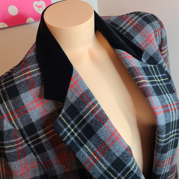 VTG Pendleton Plaid Wool & Velvet Blazer Jacket Women's Size 14 - Picture 2 of 7